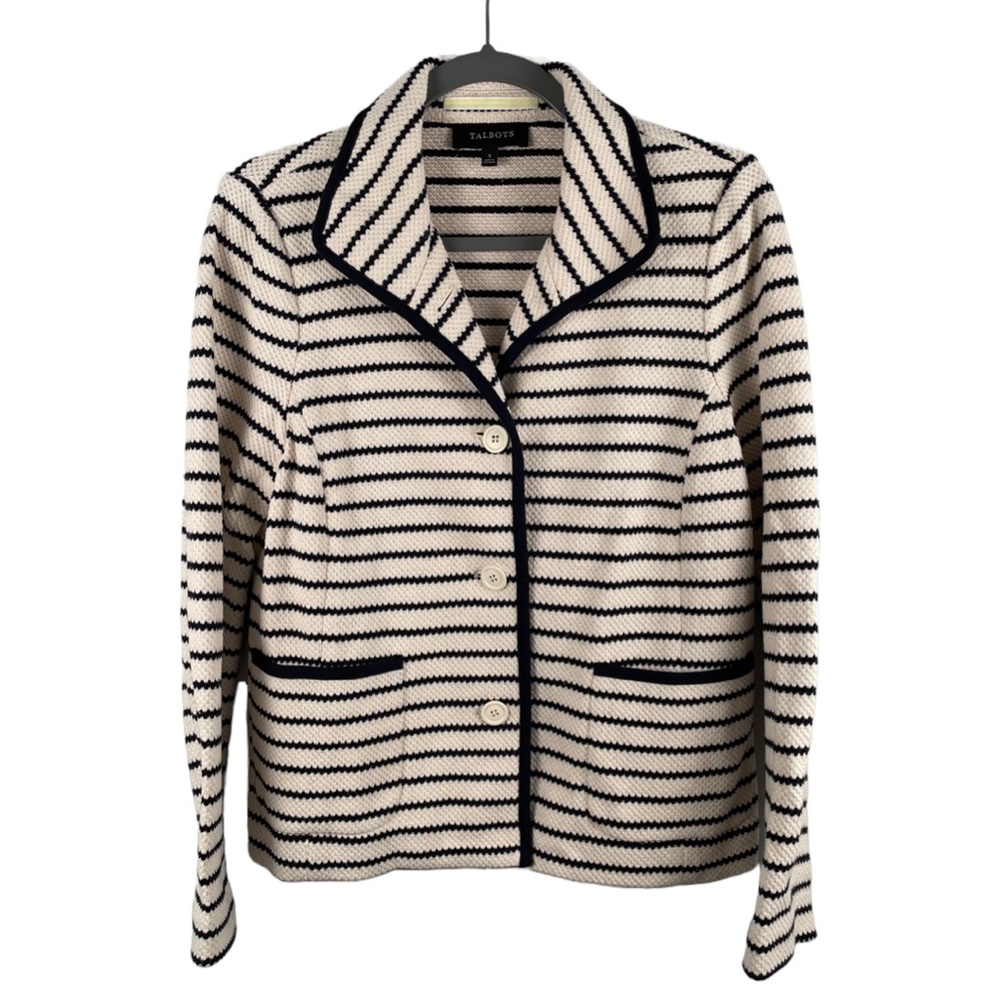 TALBOTS STRIPED BLAZER | Navy / Ivory | Small